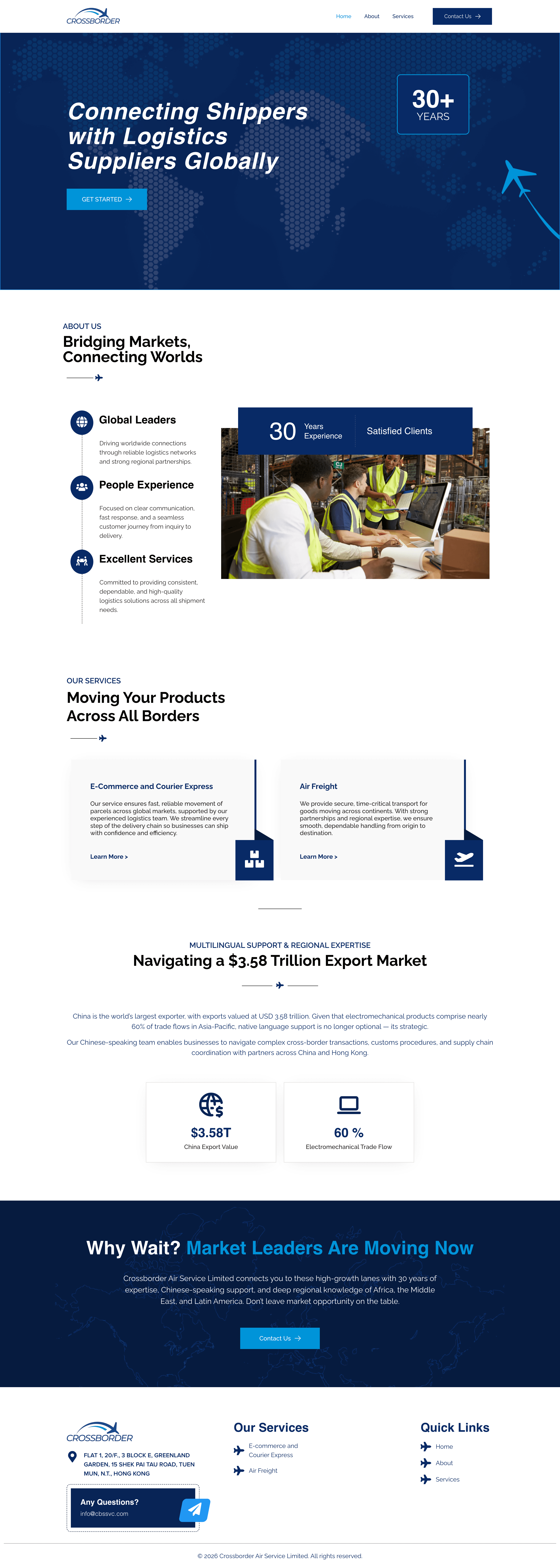 Crossborder Air Service Ltd. website preview